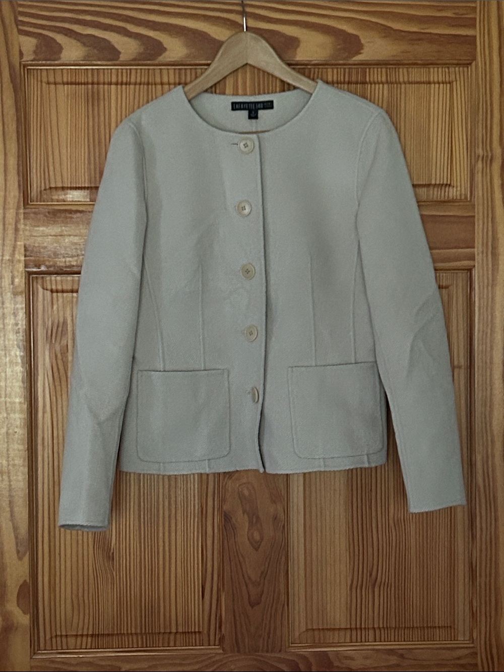 Lafayette 148 New York Light Cream Collarless Jacket
